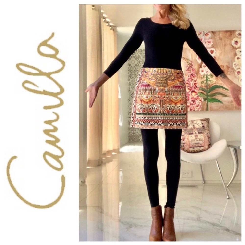 Camilla Maasai Mecca Beaded Quilted Mini Skirt US 6
